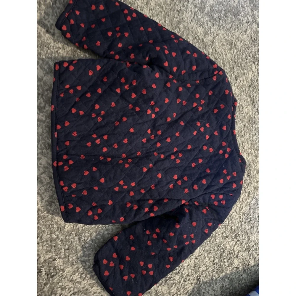 Baby Girl Clothes Baby Gap 18-24 Month Fuzzy Lined Dark Blue Red Heart Jacket